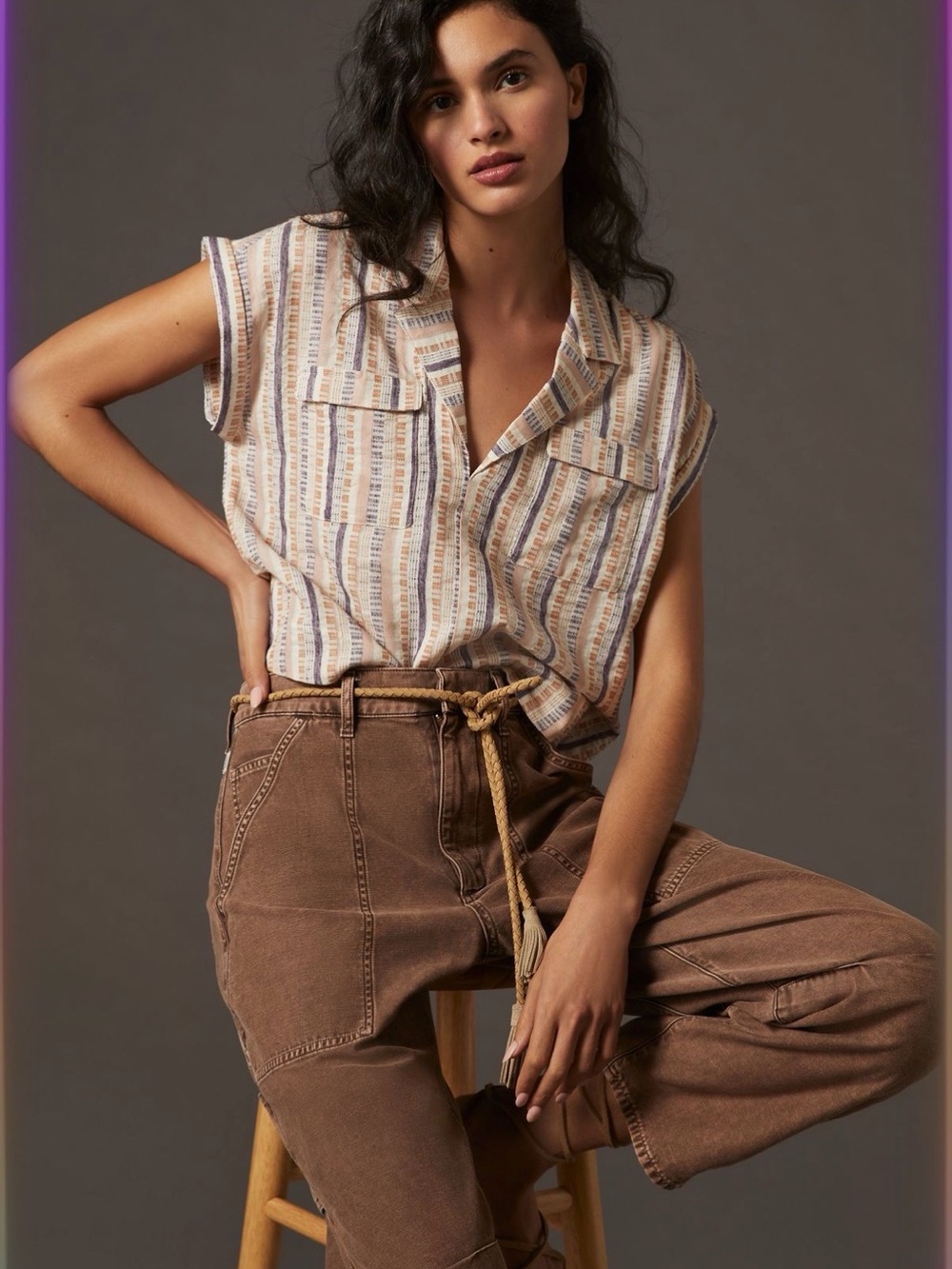 Anthropologie Petite Cropped Utility Pullover XSP